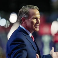 Ohio Lt Gov. Jon Husted speaks during the Republican National Convention (RNC) in Milwaukee on July 15, 2024.