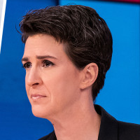 A split composite of a Jan. 6 scene and Rachel Maddow.