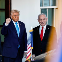 Image: President Donald Trump greets Israel's Prime Minister Benjamin Netanyahu 