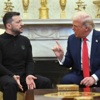 President Donald Trump and Ukraine's President Volodymyr Zelenskyy meet in the Oval Office on Feb. 28, 2025.