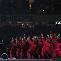 Kendrick Lamar performs during the Super Bowl LIX Halftime Show.