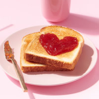 Toast with Heart Shaped Jam.