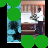 Photo Illustration: A man attending a funeral for a coworker who died of COVID