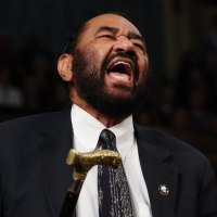 US Representative Al Green (D-TX) shouts out as US President Donald Trump speaks during an address to a joint session of Congress at the US Capitol in Washington, DC, on March 4, 2025.