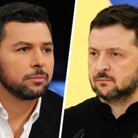 Ayman Mohyeldin and Volodymyr Zelenskyy.