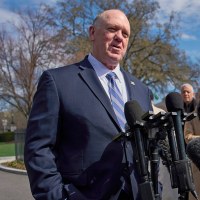 White House border czar Tom Homan speaks with reporters