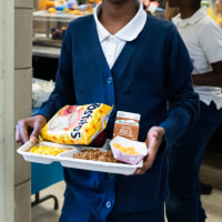 4th graders are served lunch at Heather Hills Elementary School in Bowie, Md., on Oct. 22, 2024. 