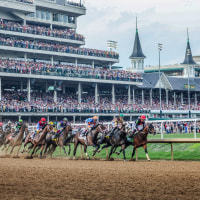 Jockeys compete in the 150th running of the Kentucky Derby at Churchill Downs 
