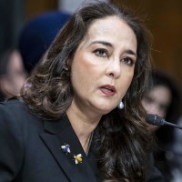 Harmeet Dhillon speaks at a hearing of the Senate Judiciary Committee on Feb. 26, 2025.