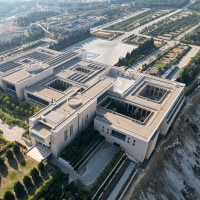 aerial Drone view of the presidential palace, after fighters of the ruling Syrian body ousted president Bashar al-Assad, in Damascus