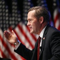 National Security Advisor Mike Waltz speaks during a forum