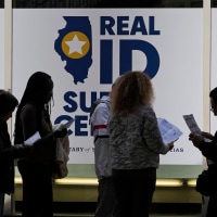 People line up to apply for Real ID in Chicago on Tuesday, May 6, 2025. 