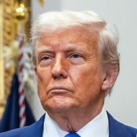 A split composite image of President Donald Trump, left, and  Rachel Maddow.