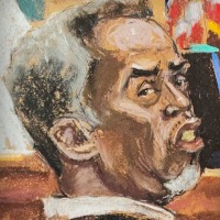 Sean Combs in a courtoom sketch; MSNBC's Ari Melber.