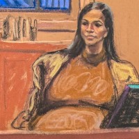 Sean "Diddy" Combs watches as his former girlfriend Casandra "Cassie" Ventura testifies at his sex trafficking trial in New York City, on May 13, 2025.