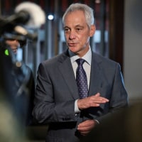 Rahm Emanuel speaks in Tokyo on Aug. 9, 2024.