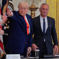 Agriculture Secretary Brooke Rollins, President Donald Trump, Health and Human Services Secretary Robert F. Kennedy Jr. and Education Secretary Linda McMahon attend and release event for a new a "Make America Healthy Again" event at the White House on May 22, 2025.