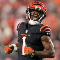 CINCINNATI, OHIO - DECEMBER 28: Ja'Marr Chase #1 of the Cincinnati Bengals lines up for a play in the fourth quarter against the Denver Broncos at Paycor Stadium on December 28, 2024 in Cincinnati, Ohio. (Photo by Dylan Buell/Getty Images)