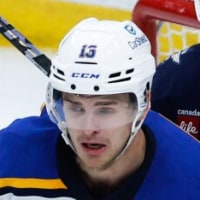 Apr 30, 2025; Winnipeg, Manitoba, CAN; St. Louis Blues forward Nathan Walker (26) and St. Louis Blues forward Alexey Toropchenko (13) jostle for position with Winnipeg Jets defenseman Dylan Samberg (54) and Winnipeg Jets defenseman Neal Pionk (4) during the third period in game five of the first round of the 2025 Stanley Cup Playoffs at Canada Life Centre. Mandatory Credit: Terrence Lee-Imagn Images
