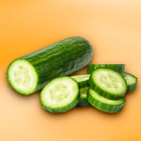 Cucumbers on an orange background.