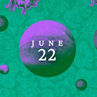 Planets over a zodiac collage background