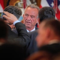Health and Human Services Secretary Robert F. Kennedy Jr. talks to guests following an event to release the new Make America Healthy Again Commission report at the White House on May 22, 2025.