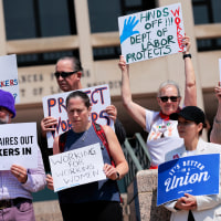 Federal Workers Hold Press Conference To Speak Out Against DOGE Cuts