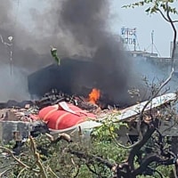 Smartphone image taken by local residents captures the moment an Air India plane with at least 242 people on board that was
