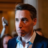 Sen. Josh Hawley, R-Mo., speaks at the Capitol on June 2, 2025. 