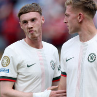 PHILADELPHIA, PENNSYLVANIA - JUNE 20:  Cole Palmer of Chelsea FC and Liam Delap of Chelsea FC during the FIFA Club World Cup 2025 group D match between CR Flamengo and Chelsea FC at Lincoln Financial Field on June 20, 2025 in Philadelphia, Pennsylvania. (Photo by Carl Recine - FIFA/FIFA via Getty Images)