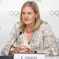 Coordination Commission meeting for the Brisbane 2032 OG, Lausanne, 2023 - Press conference. Speech by Kirsty COVENTRY, IOC Member (ZIM) and Chair of the Coordination Commission for the Brisbane 2032 OG.