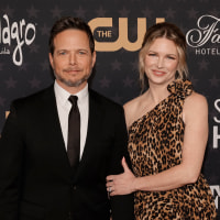 Scott Wolf and Kelley Wolf attend the 28th Annual Critics Choice Awards at Fairmont Century Plaza on January 15, 2023 in Los Angeles, California. 