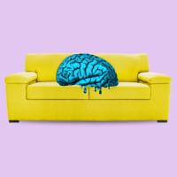 illustration of a brain melting on a couch