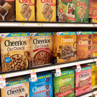 Boxes of General Mills Inc. brand Cheerios cereal.