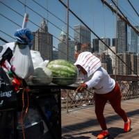 Heat Wave Weather brooklyn bridge fruit vendor
