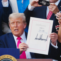 President Trump during a ceremony for the One Big Beautiful Bill Act on the South Lawn of the White House. 