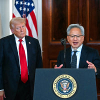 Nvidia CEO Jensen Huang alongside President Donald Trump 