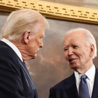 Donald Trump greets Joe Biden