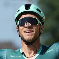 Guest and Lidl - Trek team's Italian rider Jonathan Milan wearing the best sprinter's green jersey cycles to the finish line to win the 8th stage of the 112th edition of the Tour de France cycling race, 171.4 km between Saint-Meen-le-Grand and Laval Espace Mayenne, western France, on July 12, 2025. (Photo by Anne-Christine POUJOULAT / AFP) (Photo by ANNE-CHRISTINE POUJOULAT/AFP via Getty Images)