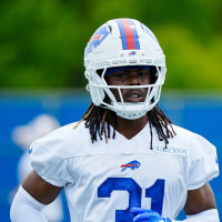 Buffalo Bills Maxwell Hairston jogs to another area of the field during voluntary workout at their practice facility on May 27, 2025.