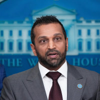 Kash Patel speaks during a news conference