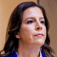 A split composite image of Elise Stefanik, left, and Chris Hayes