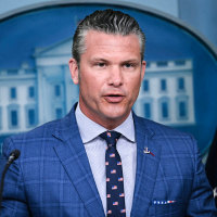 Image: Defense Secretary Pete Hegseth speaks during a news conference 