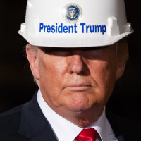 President Trump tours a steel mill in Granite City, Ill., in 2018. 