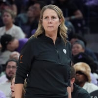 Sep 6, 2025; San Francisco, California, USA;  Minnesota Lynx head coach Cheryl Reeve watches the action against the Golden State Valkyries in the third quarter at Chase Center. Mandatory Credit: David Gonzales-Imagn Images