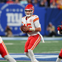 EAST RUTHERFORD, NJ - SEPTEMBER 21: Patrick Mahomes #15 of the Kansas City Chiefs during the game against the New York Giants on September 21, 2025 at MetLife Stadium in East Rutherford, New Jersey. (Photo by Rich Graessle/Icon Sportswire via Getty Images)