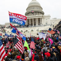 Demonstrators attempt to enter the U.S. Capitol building on Jan. 6, 2021.