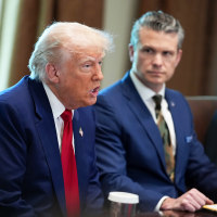 U.S. Defense Secretary Pete Hegseth and President Donald Trump.