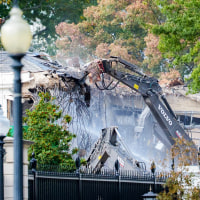 Demolition of a section of the East Wing of the White House.