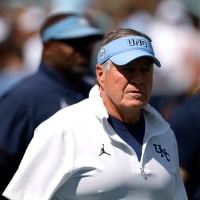 CHAPEL HILL, NORTH CAROLINA - SEPTEMBER 13: Head coach Bill Belichick of the North Carolina Tar Heels looks on prior to the game against the Richmond Spiders at Kenan Memorial Stadium on September 13, 2025 in Chapel Hill, North Carolina. (Photo by Lance King/Getty Images)